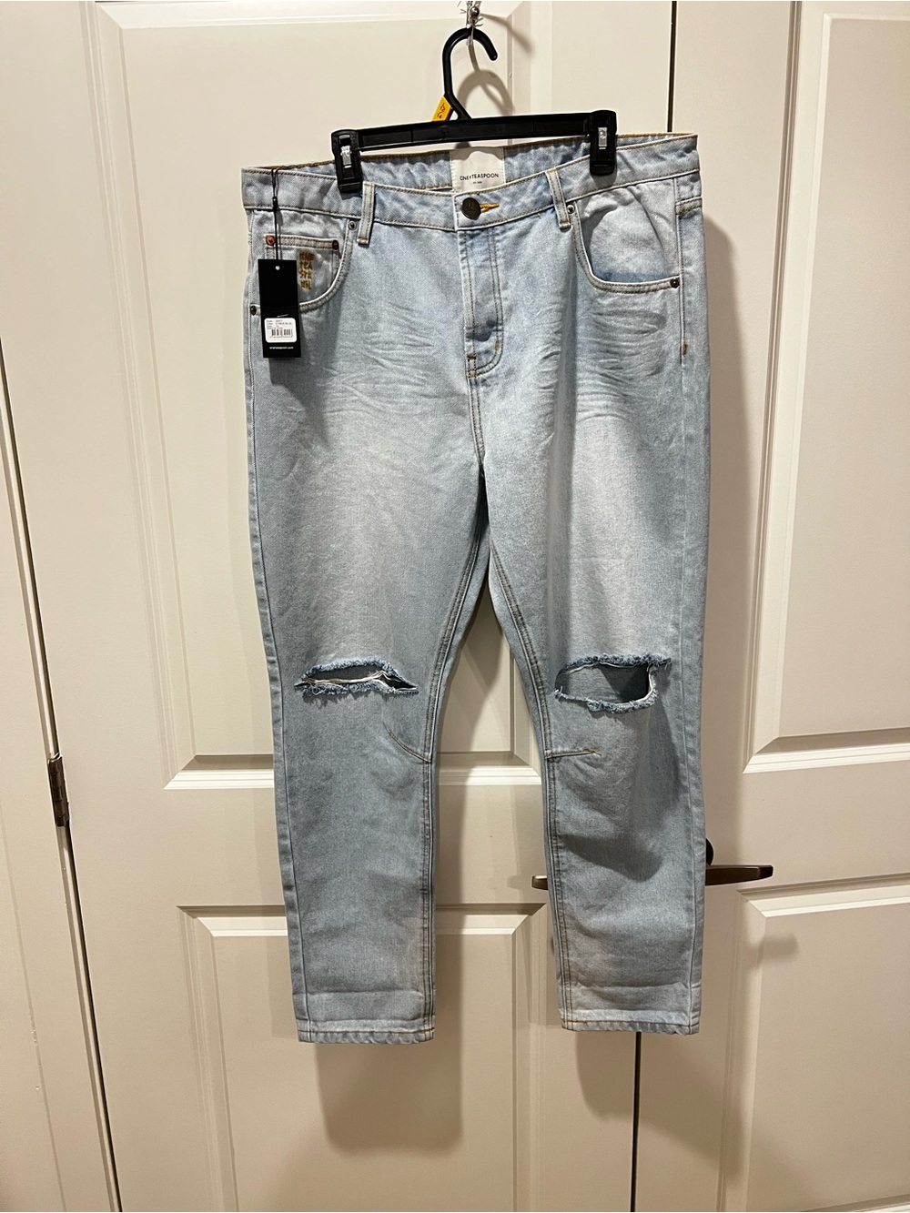 One Teaspoon Saints BF Light Blue Slim Straight Distressed Jeans